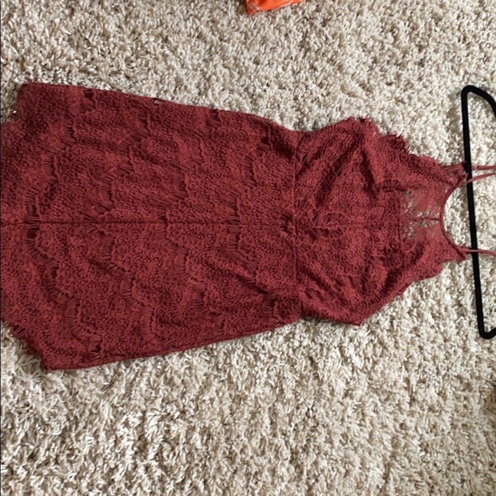 Can Free Poeple. Lace Dress. Brick color